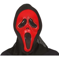 Rote Scream Maske mit Kapuze