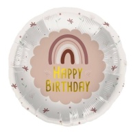 Happy Birthday Boho Regenbogen Ballon 45 cm - Folat