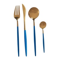 Vintage-Besteck-Set Gold und Blau - 8 Stück