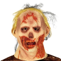 Zombie Maske mit Haaren und Blut