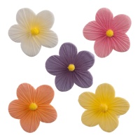 Bunte Blumen-Zuckerfiguren 4 cm - Dekora - 75 Stück