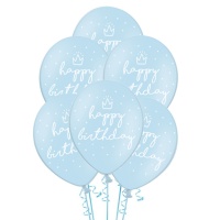 Happy Birthday Blaue Latex Luftballons 30cm - PartyDeco - 6 Stk.