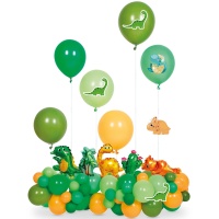 Kit de globos con soportes de Dinosaurios Prehistóricos - 42 unidades