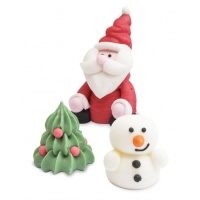 3D-Zuckerfiguren von Weihnachtsmann, Baum und Schneemann 3,5 cm - Scrapcooking - 3 Stück