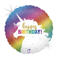 Happy Birthday Einhorn Einhorn Glitzer Ballon 46 cm - Grabo