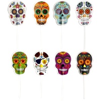 Calaveras Catrinas Cupcake Picks sortiert - Dekora - 16 Stk.