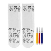 Kindersocken mit Kinderzeichnungen zum Ausmalen - 1 Paar