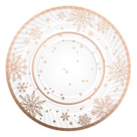 Rose Gold Snow Rundes Kartontablett 30 cm - 1 Stk.