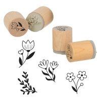 Frühlingsblumen-Stempel 2 x 2,5 cm - 4 Stück.