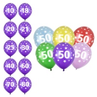 Latex Geburtstagsballons mit Zahlen 30 cm - PartyDeco - 50 Stk.