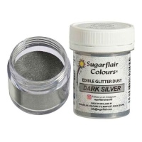 Dunkelgraues essbares Glitzerpulver 10g - Sugarflair