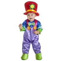 Fliederfarbenes Clownskostüm für Baby mit Hut