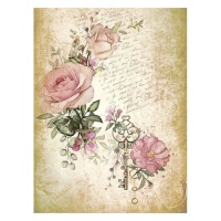 Vintage Reispapier mit Rosen und Schlüssel 29,7 x 42 cm - Artis Dekor - 1 Stk.