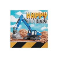 Happy Birthday Construction Servietten 16,5 x 16,5 cm - 16 Stück.