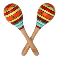 20 cm bunte Maracas - 2 Stück