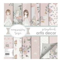 Scrapbooking Kit Scrapbooking-Papiere, Block und Stanzen Holz Kommunion Rose - Artis decor