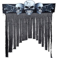 90 x 30 cm schwarzer Totenkopf und Rosen Vorhang