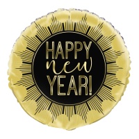 Goldene Happy New Year Runde Ballon 46 cm - Grabo