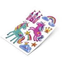 Einhörner und Schloss 3D Sticker - 1 Blatt