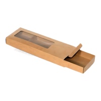 Kraft-Nougat-Schachtel mit Fenster 25,5 x 9 x 9 x 3 cm - Pastkolor