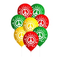 Hippie Latex Luftballons 27cm - 8 Stk.