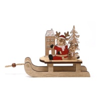 Holzschlitten mit Weihnachtsmotiven 15 x 5 x 10,5 cm