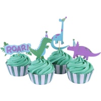 Cupcake-Kapseln mit Dinosaurier-Picks - 24 Stück