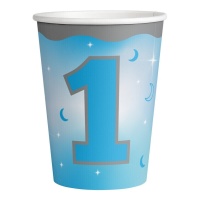 Babyblaue 266ml Becher für den ersten Geburtstag - 8 Stück.