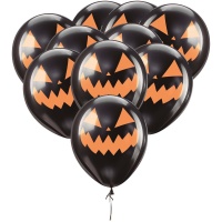 Schwarzer Kürbis Halloween-Latexballons 30 cm - 10 Stück