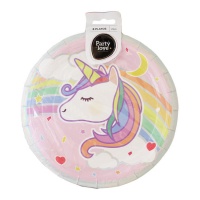 Einhorn Regenbogen Kuchenteller 23 cm - 8 Stk.