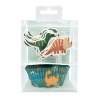 Dinosaurier Cupcake-Kapseln und Picks - Scrapcooking - 48 Stück.