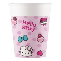 Hello Kitty Becher mit Polka Dots 200 ml - 8 Stück.