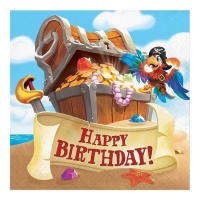 Happy Birthday Piratenschiff Servietten 16,5 x 16,5 cm - 16 Stk.