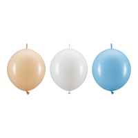 Latexballons 33 cm weiß, creme und blau link - 20 Stück