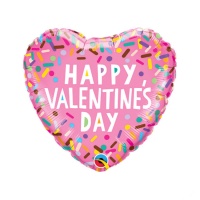 Happy Valentine's day rosa Herz Ballon 46 cm - Qualatex